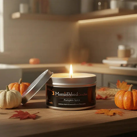 Pumpkin Spice Scented Soy Tin Candle – 100% Natural Fall Fragrance | Handcrafted in USA MorninWood Candles  Candles