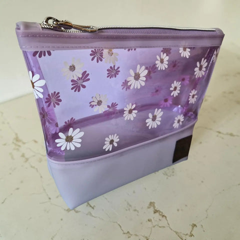 Purple Daisy Vinyl Cosmetic Bag Frances Farm & Craft LLC  Cosmetic bags