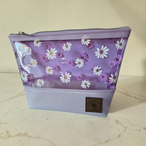 Purple Daisy Vinyl Cosmetic Bag Frances Farm & Craft LLC  Cosmetic bags