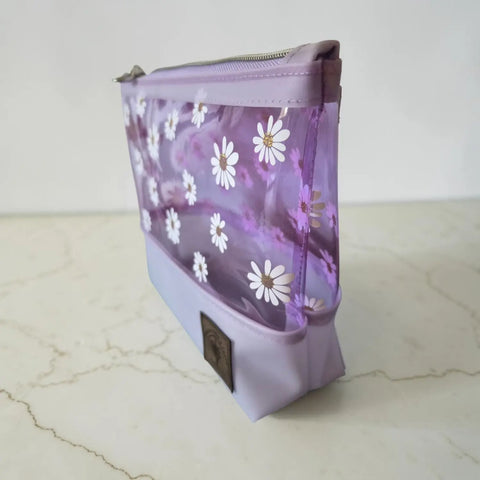 Purple Daisy Vinyl Cosmetic Bag Frances Farm & Craft LLC  Cosmetic bags
