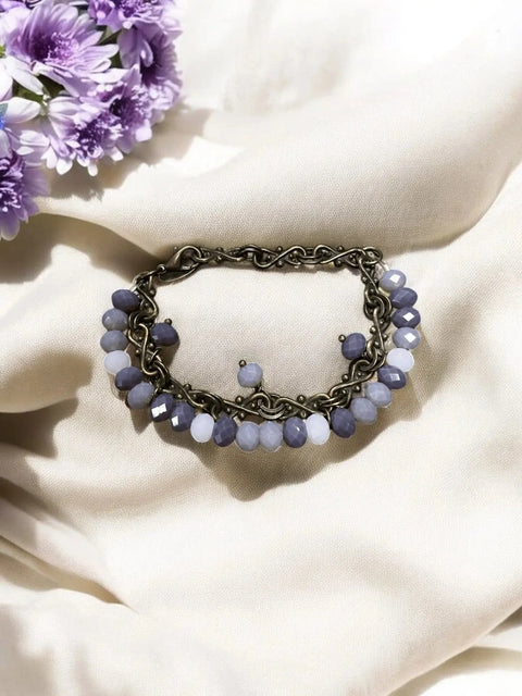 Purple Faceted Bead Dangle Bracelet – Gold Filigree Chain Design | Handcrafted Jewelry Made in USA Michelle Marie Boutique  Bracelets