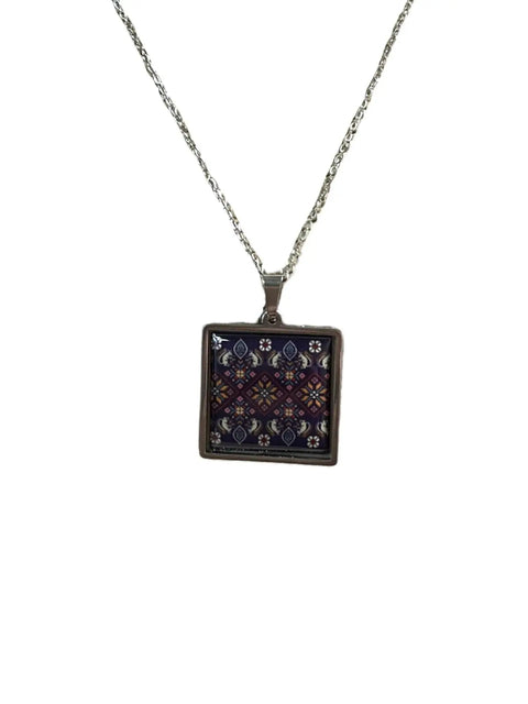 Purple Geometric Pattern Sterling Silver Necklace and Earrings Set – Lightweight Jewelry Gift | Made in USA Michelle Marie Boutique  Jewelry Set