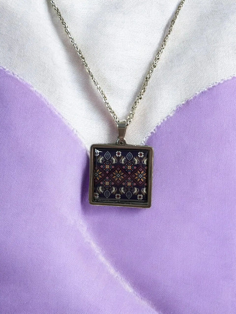 Purple Geometric Pattern Sterling Silver Necklace and Earrings Set – Lightweight Jewelry Gift | Made in USA Michelle Marie Boutique  Jewelry Set