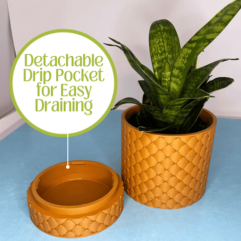 Quilted Wall Mount Planter With Hidden Drip Tray – Indoor Garden Decor | Made in USA Chatelet Manufacturing 