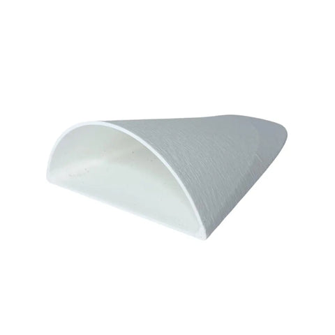 The REEFSHAPE Aquarium or Terrarium Pocket Cave by Chatelet Manufacturing is a white, semi-cylindrical minimalist shelter with a smooth exterior and open end, shown against a plain white background. Made in the USA for fish, shrimp, reptiles, amphibians, and more.