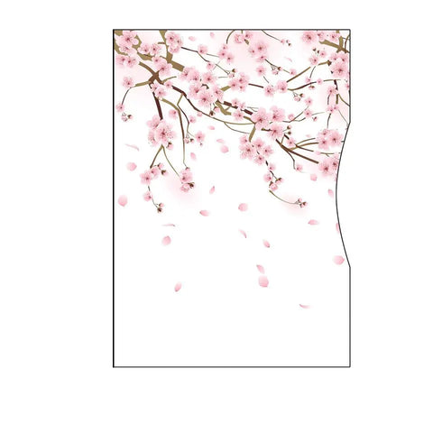 The Rogue Industries RFID Blocking Passport Sleeve is white and rectangular, featuring pink cherry blossom branches and petals at the top and upper right, with some petals scattered below.