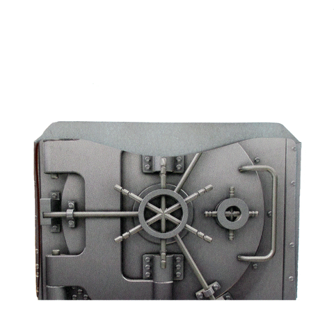 The Rogue Industries RFID Blocking Credit Card Sleeves - Platinum Vault feature a secure bank vault door design with a large wheel, bolts, and bars—an ideal symbol of protection against identity theft.