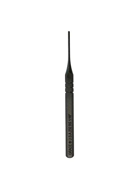 The Grace USA RS-7 Individual Punches are small black metal tools with thin, pointed tips and textured grips, commonly used in gunsmithing. Engraved text and numbers appear along the handle. Shown isolated on a white background.