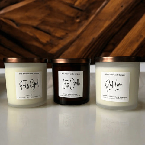 R&B Inspired Soy Wax Candle Trio Set – 8.5 Oz Each – Hand-Poured Home Fragrance Collection | Made in USA Wick and Glow Candle Company™  Candles