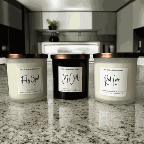 R&B Inspired Soy Wax Candle Trio Set – 8.5 Oz Each – Hand-Poured Home Fragrance Collection | Made in USA Wick and Glow Candle Company™  Candles