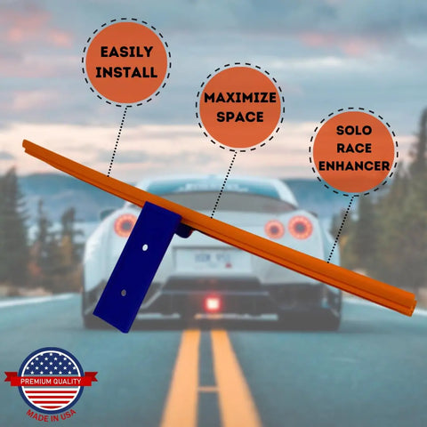 Racetrack Wall Connectors by Chatelet Manufacturing are shown up close with text bubbles: Easy Install, Maximize Space, and Epic Race Tracks. A Hot Wheels car races by and a Premium Quality USA-made badge is displayed.