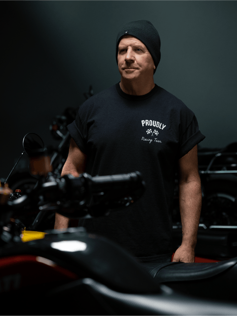 Men's Racing Team Cotton T-Shirt – Premium Black Motorsport Tee | Made in USA Proudly USA  T-shirt