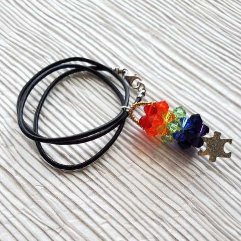 Rainbow Crystal Autism Awareness Necklace – Handcrafted Pendant – Made in USA Alexa Martha Designs  Necklace