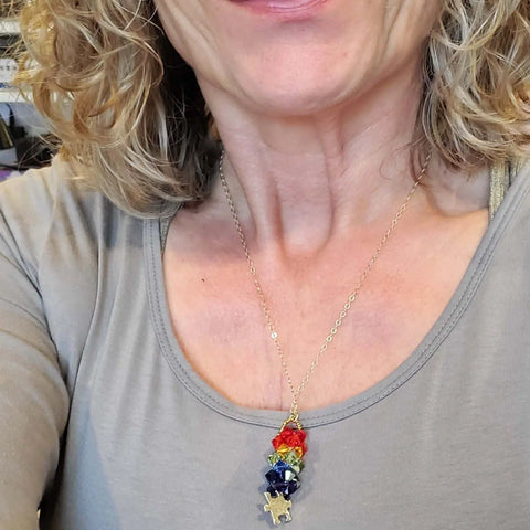 Rainbow Crystal Autism Awareness Necklace – Handcrafted Pendant – Made in USA Alexa Martha Designs  Necklace