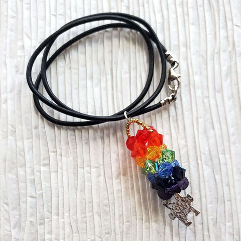 Rainbow Crystal Autism Awareness Necklace – Handcrafted Pendant – Made in USA Alexa Martha Designs  Necklace