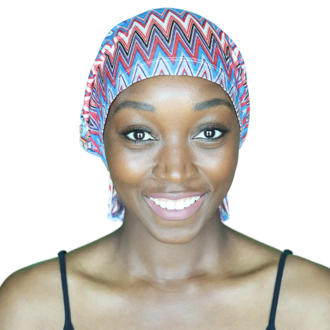 Rainbow Geo Stripe Jersey Knit Chemo Beanie – Slip-On Headcover | Made in USA - Louisa Chemo Beanies®  B2Customer