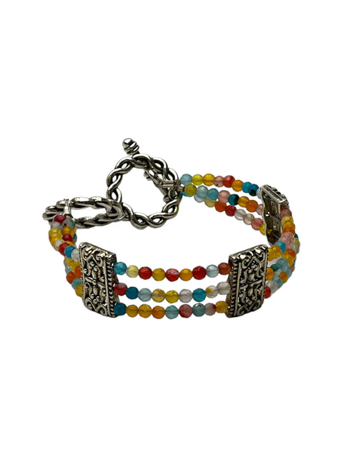Rainbow Jasper Triple Strand Gemstone Bracelet – Adjustable Toggle Clasp | Handmade Jewelry Made in USA Michelle Marie Boutique  Bracelet