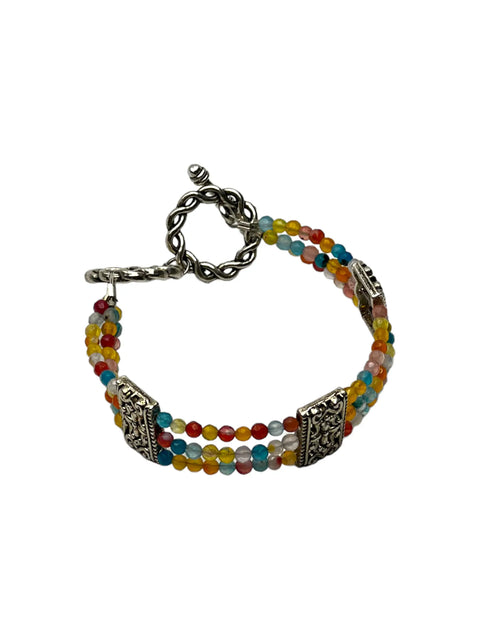 Rainbow Jasper Triple Strand Gemstone Bracelet – Adjustable Toggle Clasp | Handmade Jewelry Made in USA Michelle Marie Boutique  Bracelet