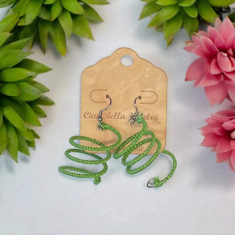 Rainbow Spiral Dangle Earrings – Lightweight Colorful Corkscrew Design | Handmade in USA Michelle Marie Boutique  Earring
