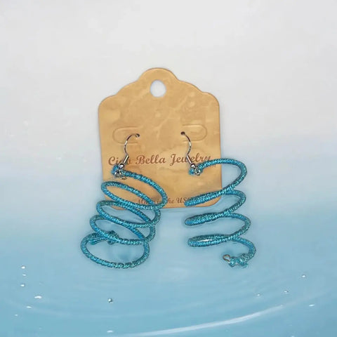 Rainbow Spiral Dangle Earrings – Lightweight Colorful Corkscrew Design | Handmade in USA Michelle Marie Boutique  Earring
