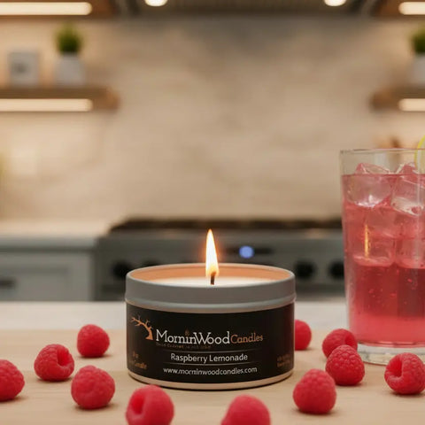 Raspberry Lemonade Soy Candle Tin 6.5oz – Handcrafted Home Fragrance – MorninWood Candles | Made in USA MorninWood Candles  Candles