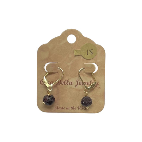 Raw Amethyst Gemstone Earrings – Gold Leverback Dangle Jewelry | Handmade in USA Elegant Gift Michelle Marie Boutique  Earrings