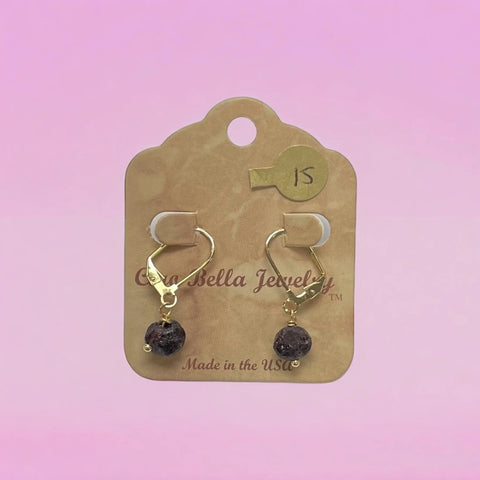 Raw Amethyst Gemstone Earrings – Gold Leverback Dangle Jewelry | Handmade in USA Elegant Gift Michelle Marie Boutique  Earrings