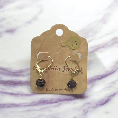 Raw Amethyst Gemstone Earrings – Gold Leverback Dangle Jewelry | Handmade in USA Elegant Gift Michelle Marie Boutique  Earrings