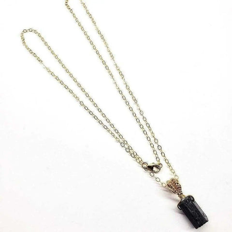 Raw Black Tourmaline Pendant Necklace – 14K Gold-Filled Wire Wrap | Made in USA Alexa Martha Designs  Necklace