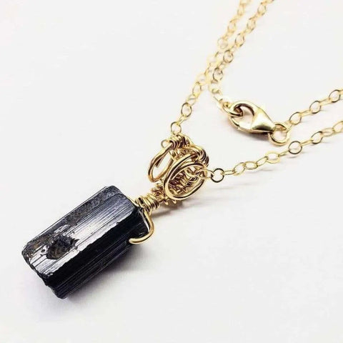 Raw Black Tourmaline Pendant Necklace – 14K Gold-Filled Wire Wrap | Made in USA Alexa Martha Designs  Necklace