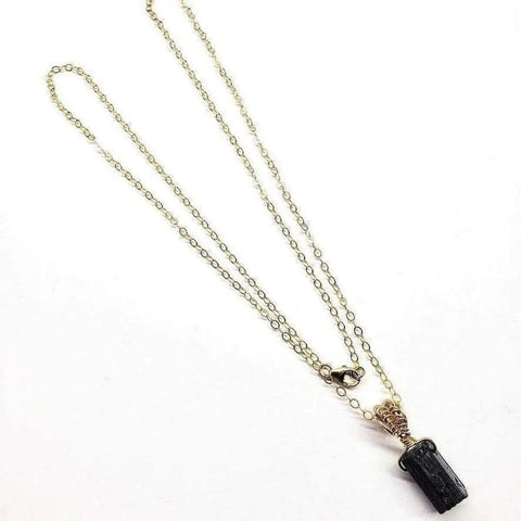 Raw Black Tourmaline Pendant Necklace – 14K Gold-Filled Wire Wrap | Made in USA Alexa Martha Designs  Necklace