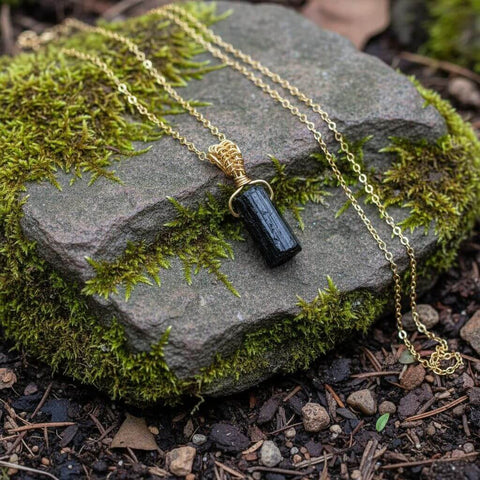 Raw Black Tourmaline Pendant Necklace – 14K Gold-Filled Wire Wrap | Made in USA Alexa Martha Designs  Necklace