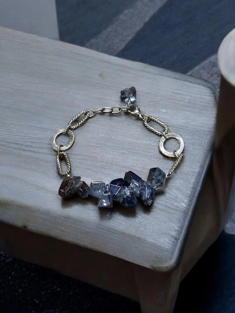 Raw Electroplated Quartz Bracelet With Sterling Silver Loop Chain – Unique Handmade Jewelry | Made in USA Michelle Marie Boutique  Bracelets
