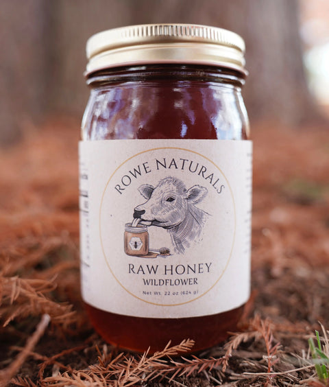 Raw Honey 22 Oz Jar – Unfiltered Natural Sweetener with Antioxidants | Made in USA Rowe Naturals  Raw Honey