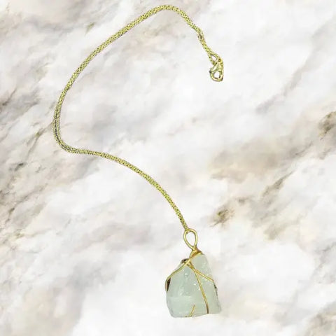Raw Quartz Crystal Pendant Necklace – Gold Plated Adjustable Chain | Handmade Jewelry Made in USA Michelle Marie Boutique  Necklace