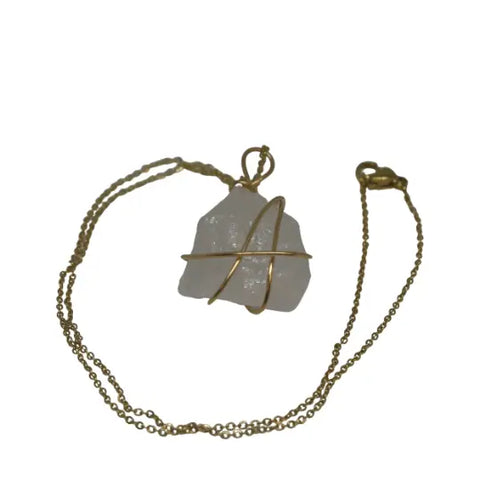 Raw Quartz Crystal Pendant Necklace – Gold Plated Adjustable Chain | Handmade Jewelry Made in USA Michelle Marie Boutique  Necklace