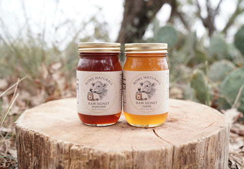 Raw Wildflower and Clover Honey Duo – 22 Oz Jars – Pure Raw Natural Honey Bundle | Made in USA Rowe Naturals  Raw Honey