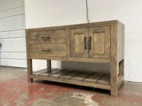 Ready to Ship and Custom Single Sink Bathroom Vanity – Stained White Pine Wood – Rustic Finish | Made in USA | Model 1060 Limitless Woodworking  item