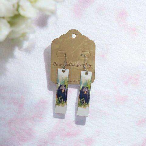 Abstract Art Earrings | Rectangle Dangle Earrings | Sterling Silver Hooks | Unique Jewelry Michelle Marie Boutique  Earrings