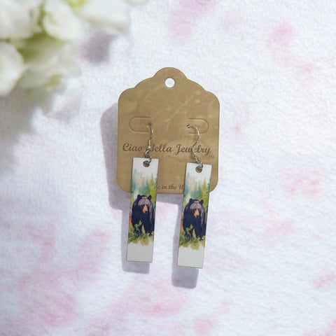Rectangular Abstract Art Dangle Earrings – Sterling Silver Hooks – Unique Handmade Jewelry | Made in USA Michelle Marie Boutique  Earrings
