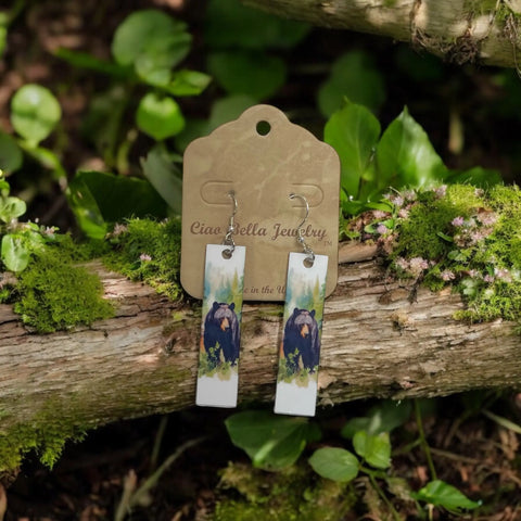 Rectangular Abstract Art Dangle Earrings – Sterling Silver Hooks – Unique Handmade Jewelry | Made in USA Michelle Marie Boutique  Earrings