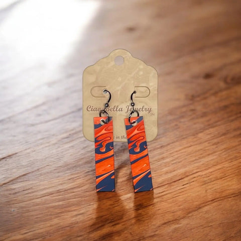 Rectangular Abstract Art Dangle Earrings – Sterling Silver Hooks – Unique Handmade Jewelry | Made in USA Michelle Marie Boutique  Earrings