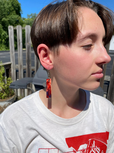 Rectangular Abstract Art Dangle Earrings – Sterling Silver Hooks – Unique Handmade Jewelry | Made in USA Michelle Marie Boutique  Earrings