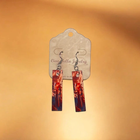 Rectangular Abstract Art Dangle Earrings – Sterling Silver Hooks – Unique Handmade Jewelry | Made in USA Michelle Marie Boutique  Earrings