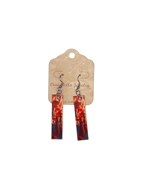 Rectangular Abstract Art Dangle Earrings – Sterling Silver Hooks – Unique Handmade Jewelry | Made in USA Michelle Marie Boutique  Earrings