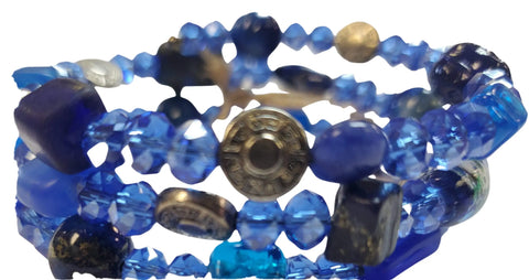Recycled Sea Glass Crystal Wrap Bracelet – Blue Starfish Beads – One Size Fits All | Made in USA Michelle Marie Boutique  Bracelet