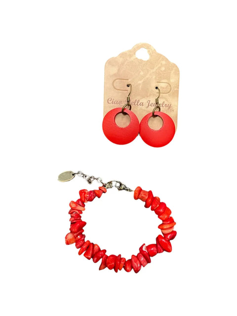 Red Agate Jewelry Set, Bracelet & Geometric Circle Earrings Michelle Marie Boutique  Bracelet Set