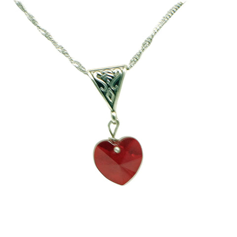 Red Crystal Heart Necklace – Sterling Silver Or Stainless Steel Chain | Made in USA Gift Michelle Marie Boutique  Necklace
