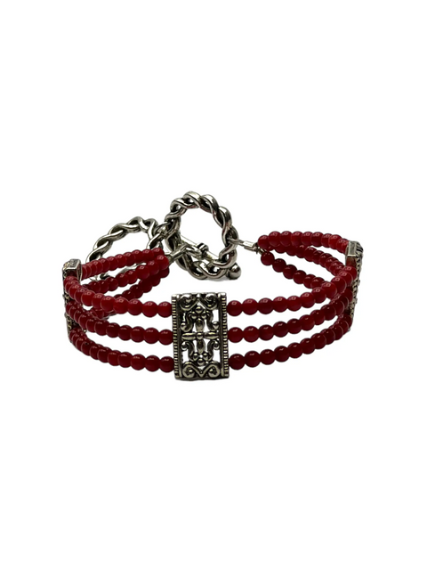 Red Jasper Triple Strand Bracelet With Intricate Filigree Accents – Adjustable Design | Made in USA Michelle Marie Boutique  Bracelet