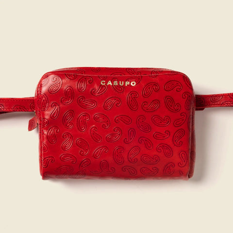 Red Paisley Leather Fanny Pack 7.5 Inch – Casual Style | Made in USA CASUPO  Handbags